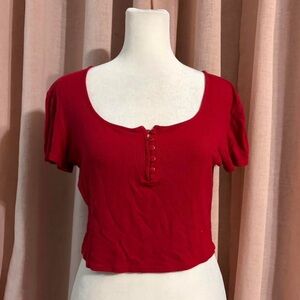 Active USA Red Henley Top
